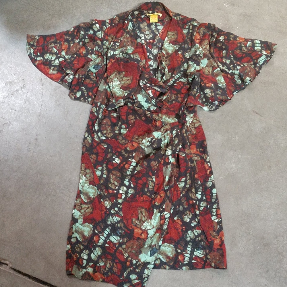 Catherine Malandrino Silk Green Brown Dress 6